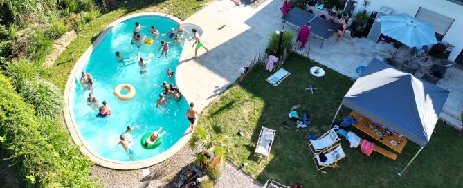 Minis Schwimmbad andere Vogelperspektive